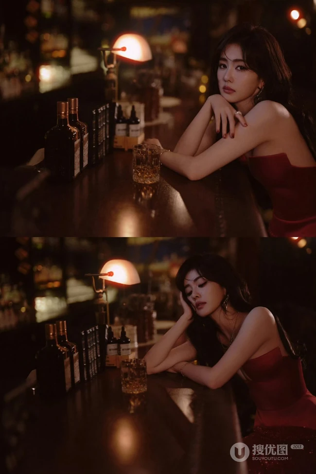 女明星白鹿复古酒吧氛围感写真系列组图