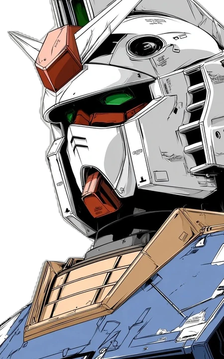 初代高达RX 78 2机甲头部特写插画