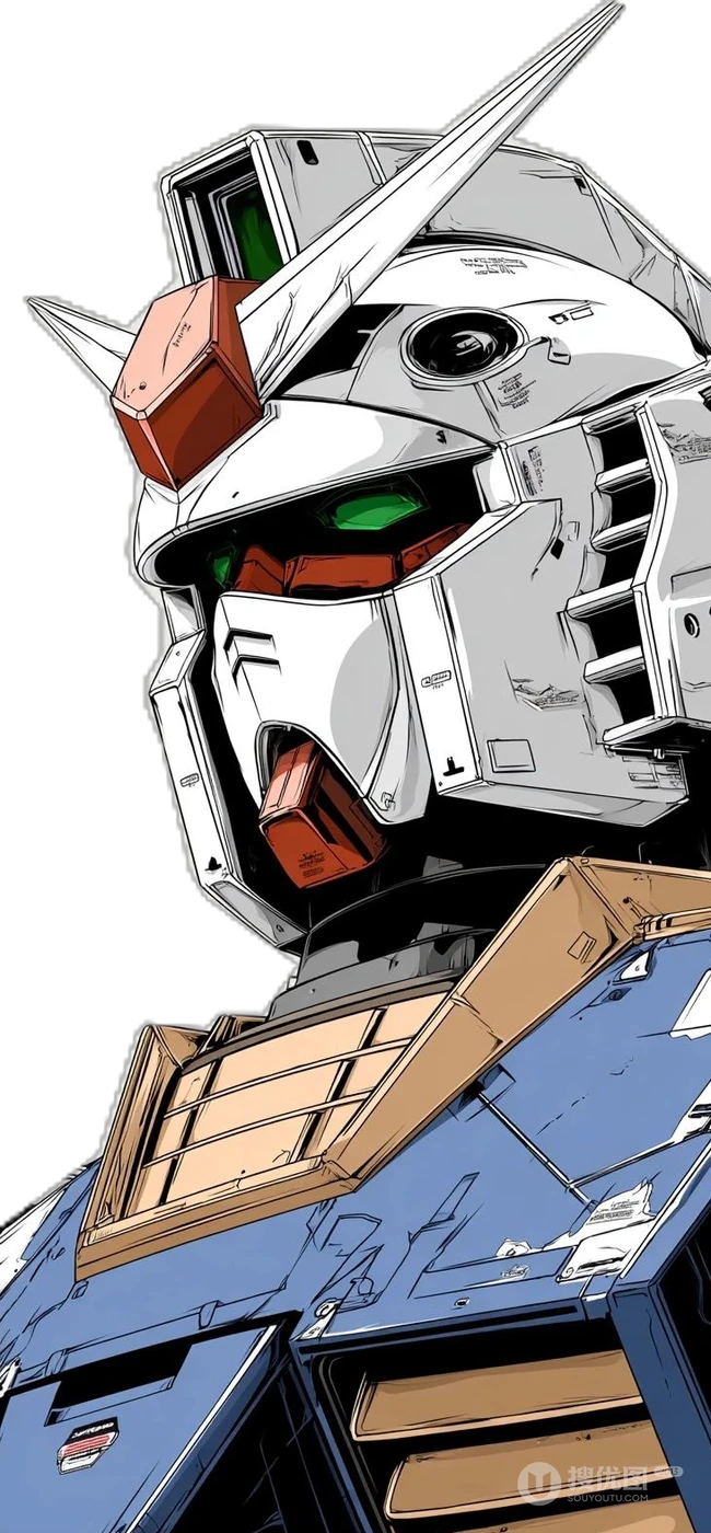 初代高达RX 78 2机甲头部特写插画