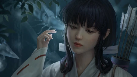 犬夜叉桔梗同人插画 幽暗森林中的巫女