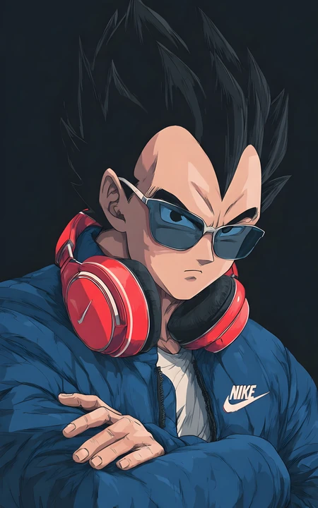 龙珠贝吉塔潮酷现代穿搭同人插画