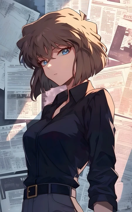 名侦探柯南灰原哀黑衬衫同人插画