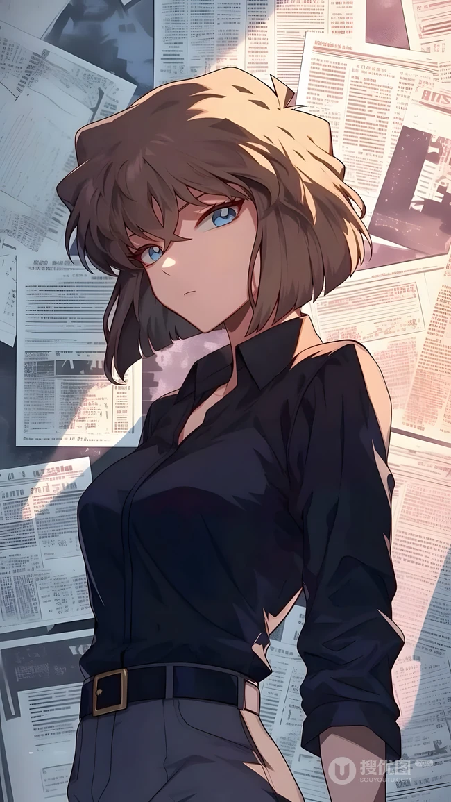 名侦探柯南灰原哀黑衬衫同人插画