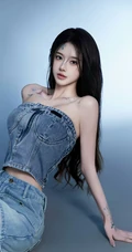 高颜值甜美女生小姐姐一袭紧身礼裙牛仔衣加牛仔裙穿搭尽显匀称身形写真套图