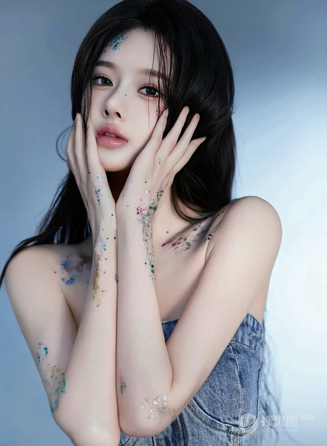 高颜值甜美女生小姐姐一袭紧身礼裙牛仔衣加牛仔裙穿搭尽显匀称身形写真套图