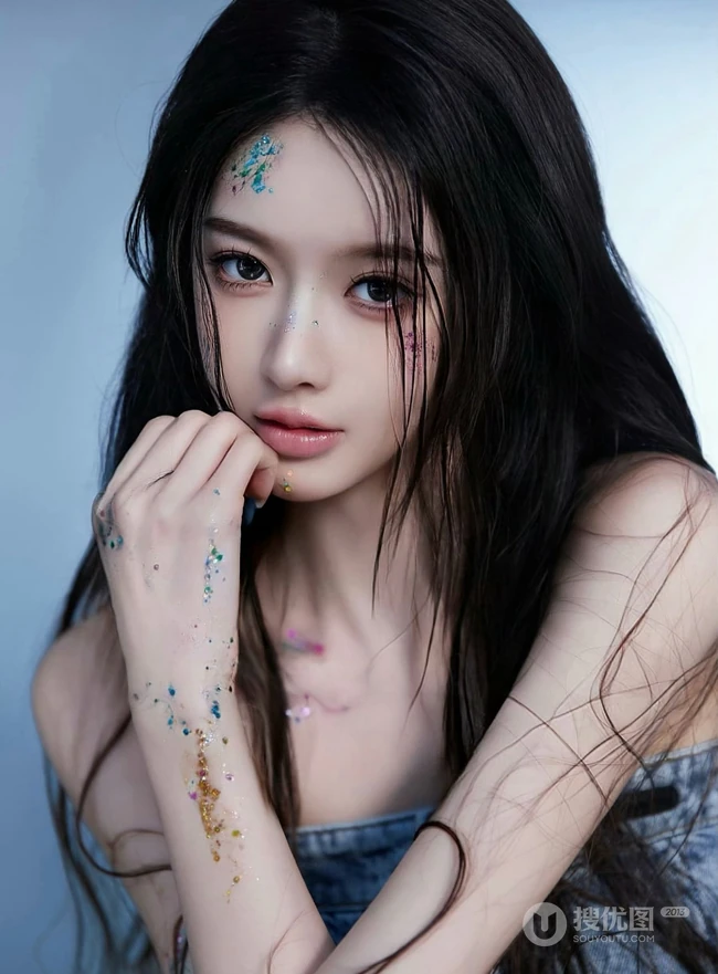 高颜值甜美女生小姐姐一袭紧身礼裙牛仔衣加牛仔裙穿搭尽显匀称身形写真套图