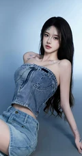 超高颜值美女小姐姐牛仔套装穿搭尽显完美身材写真手机壁纸图片