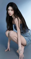 超高颜值美女小姐姐牛仔套装穿搭尽显完美身材写真手机壁纸图片