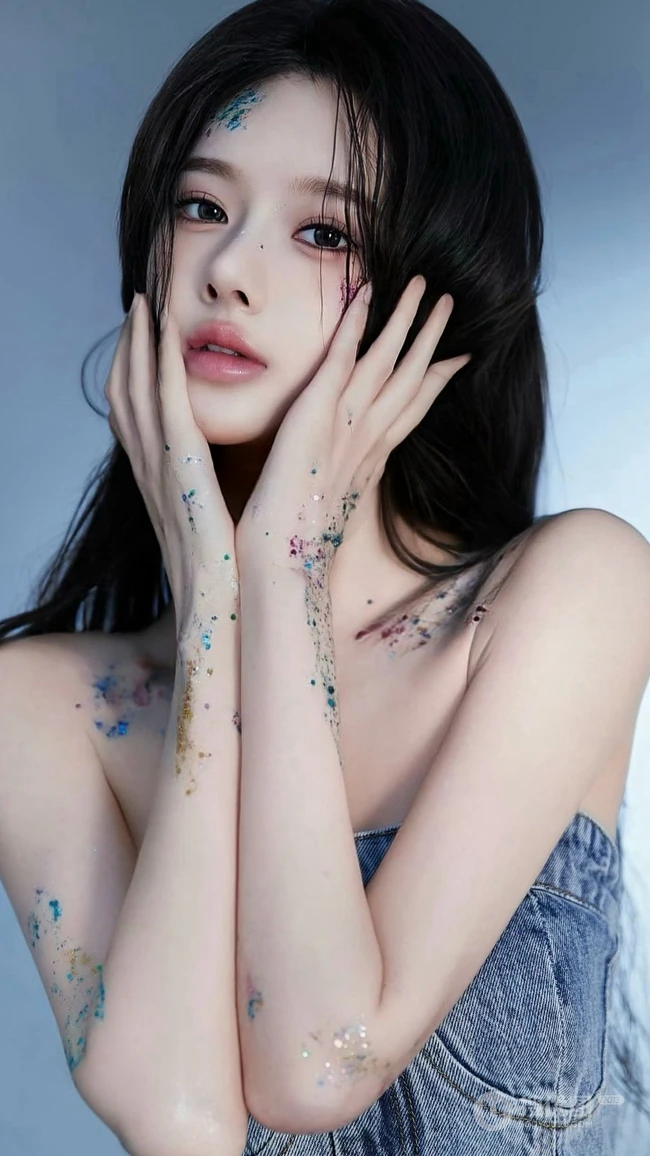 超高颜值美女小姐姐牛仔套装穿搭尽显完美身材写真手机壁纸图片