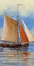 乘风破浪，大海，海上帆船油画手机壁纸