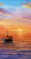 乘风破浪，大海，海上帆船油画手机壁纸