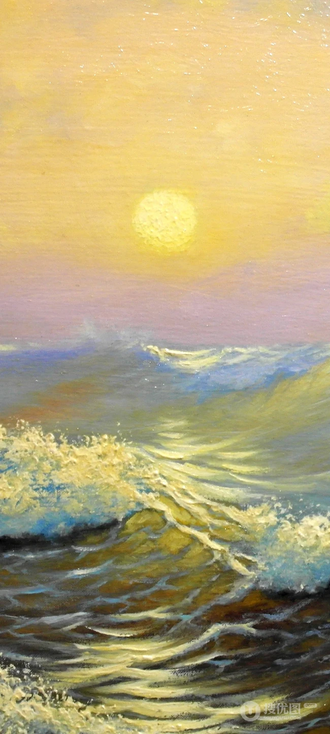 乘风破浪，大海，海上帆船油画手机壁纸