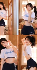 大长腿，长相甜美，宛如邻家小妹般的白皙可人女生写真套团