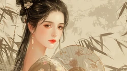 国风，古装，古风美女插画壁纸图片