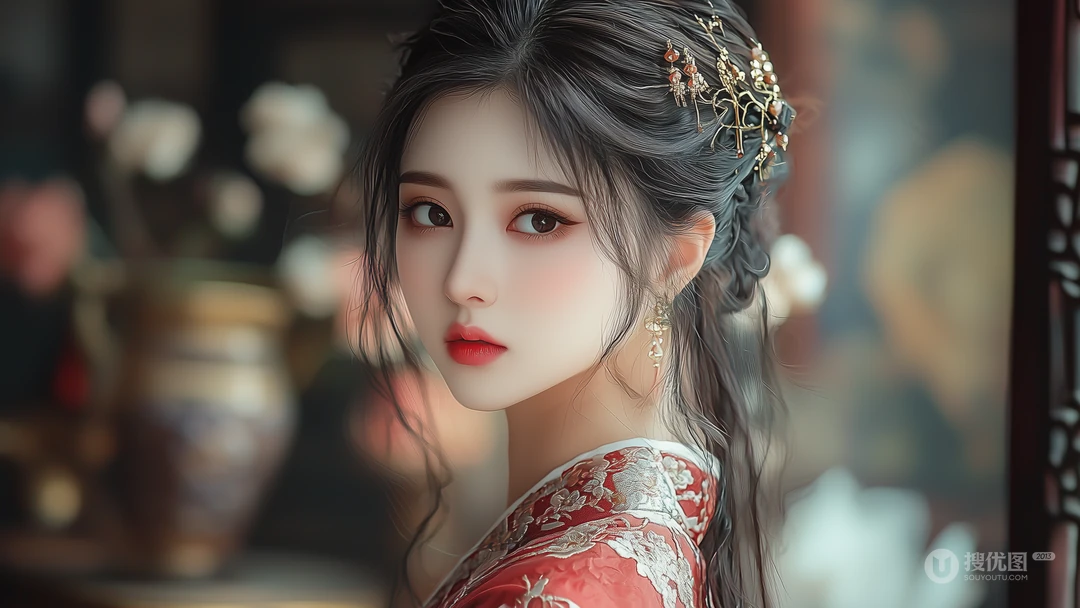 国风，古装，古风美女插画壁纸图片