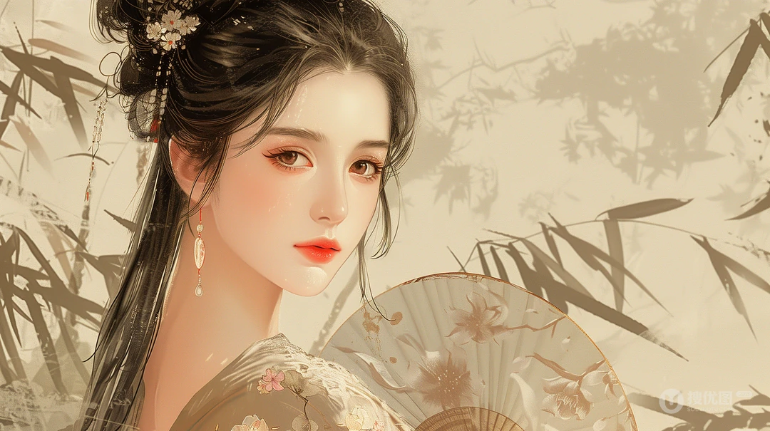 国风，古装，古风美女插画壁纸图片