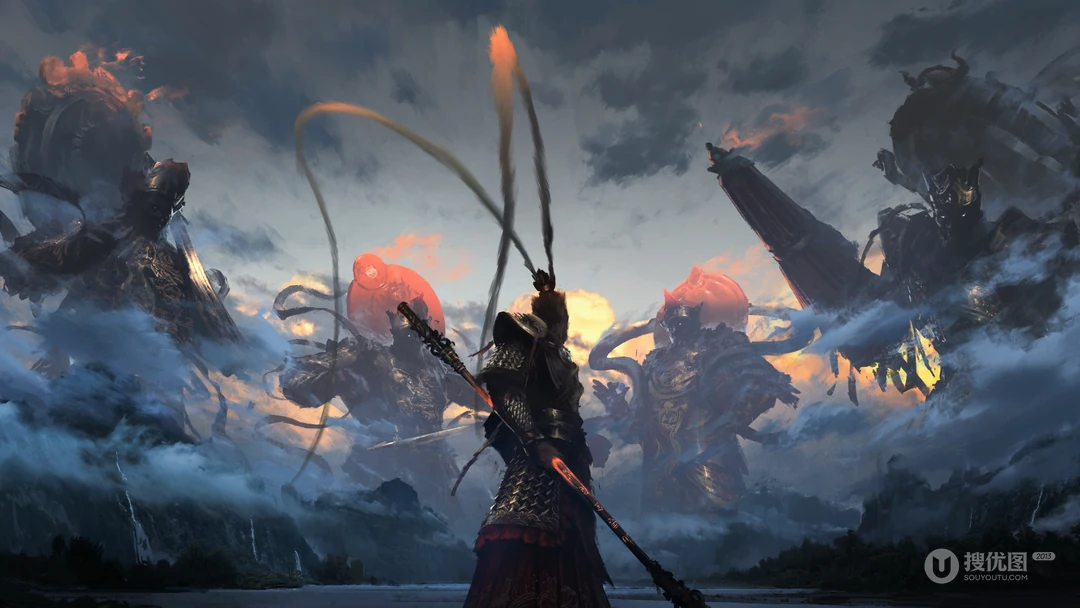 孙悟空，四大天王，黑神话悟空过场动漫壁纸图片