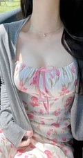 性感印花粉裙美女小姐姐白嫩身材自拍不露脸美照手机壁纸图片