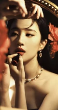 李亦非浪漫玫瑰花裙优雅清新写真图片