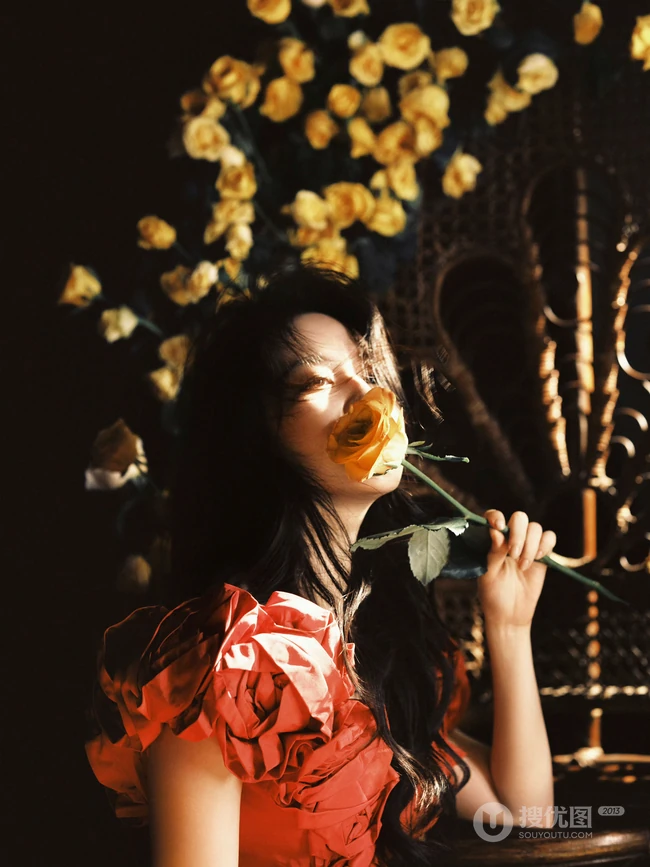 李亦非浪漫玫瑰花裙优雅清新写真图片