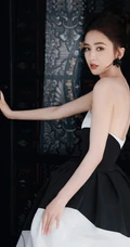佟丽娅礼裙黑白裙穿搭优雅美图写真