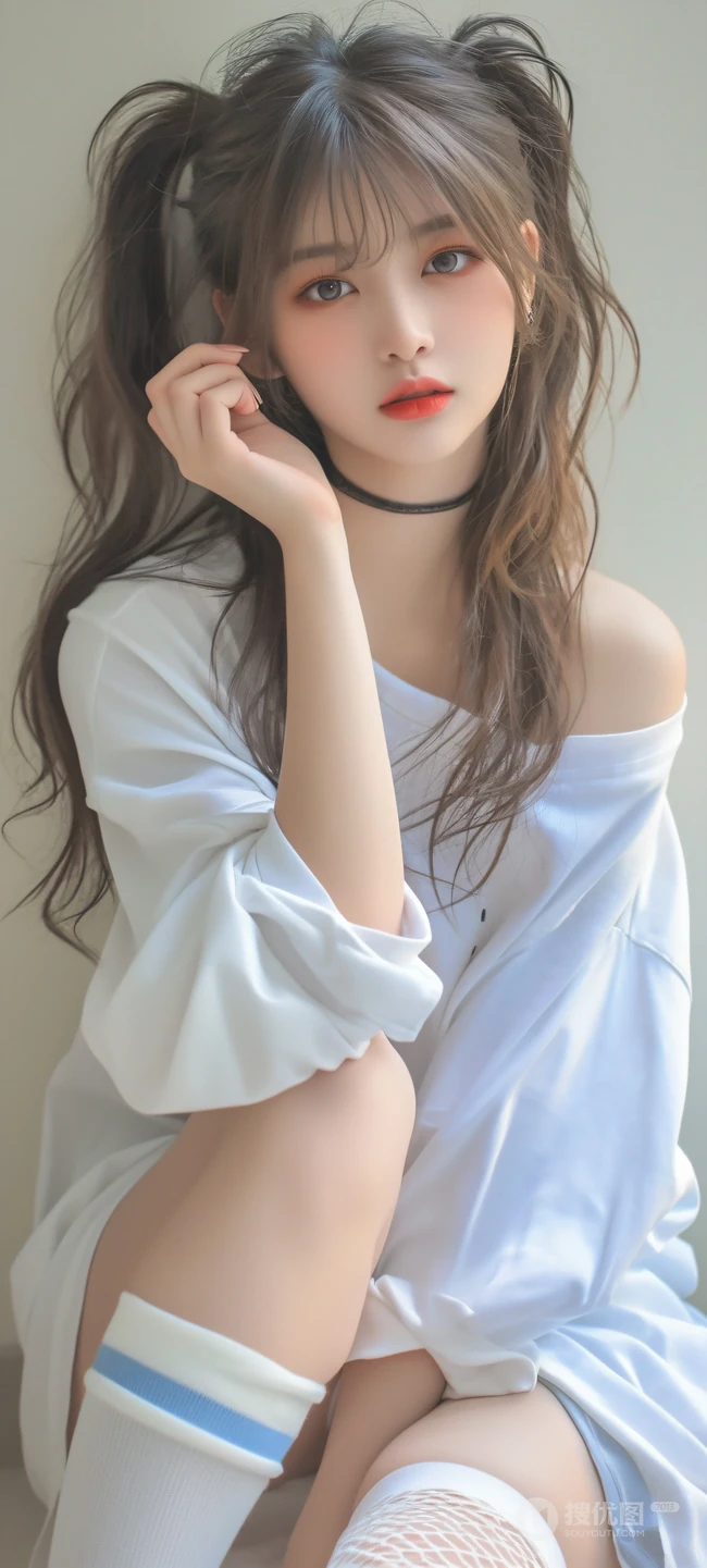双马尾，粉红脸蛋，高颜值清纯AI美女手机壁纸图片