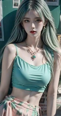 报纸墙美女，各种不同风格穿搭的报纸墙AI美女手机壁纸图片