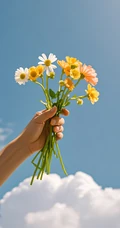 清新榄菊，玫瑰，手拿各种不同花束唯美手机壁纸图片