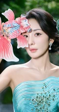 杨幂礼裙绿裙穿着行走在绿竹庄园之间超美写真图片
