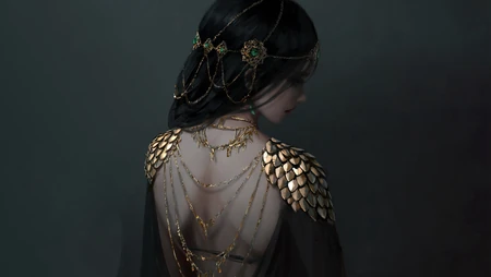 风铃公主，美背，背影插画壁纸图片