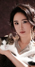 杨幂和鹦鹉，猫咪等小动物合拍美照