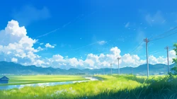 蓝天，白云，绿草，远景，心旷神怡，唯美小清新户外风景壁纸图片