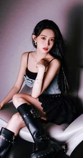 孟子义吊带抹胸牛仔裙穿搭私房黑白写真手机壁纸精选美图