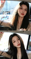 车拍女生，笑容灿烂的长发气质女生汽车内自拍美照图集