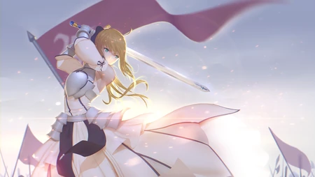 Fate系列Saber Lily持剑战斗动漫壁纸