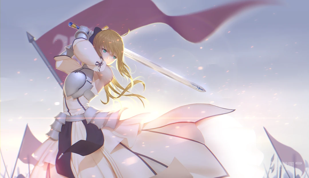 Fate系列Saber Lily持剑战斗动漫壁纸