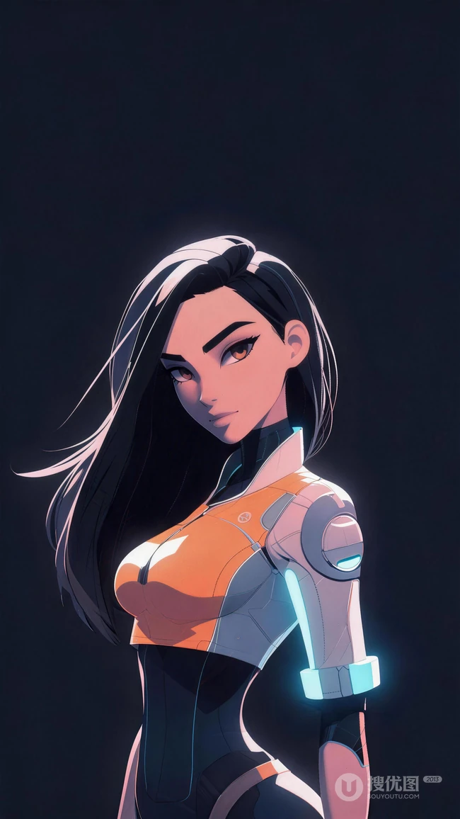 竖版赛博科幻未来少女创意插画壁纸