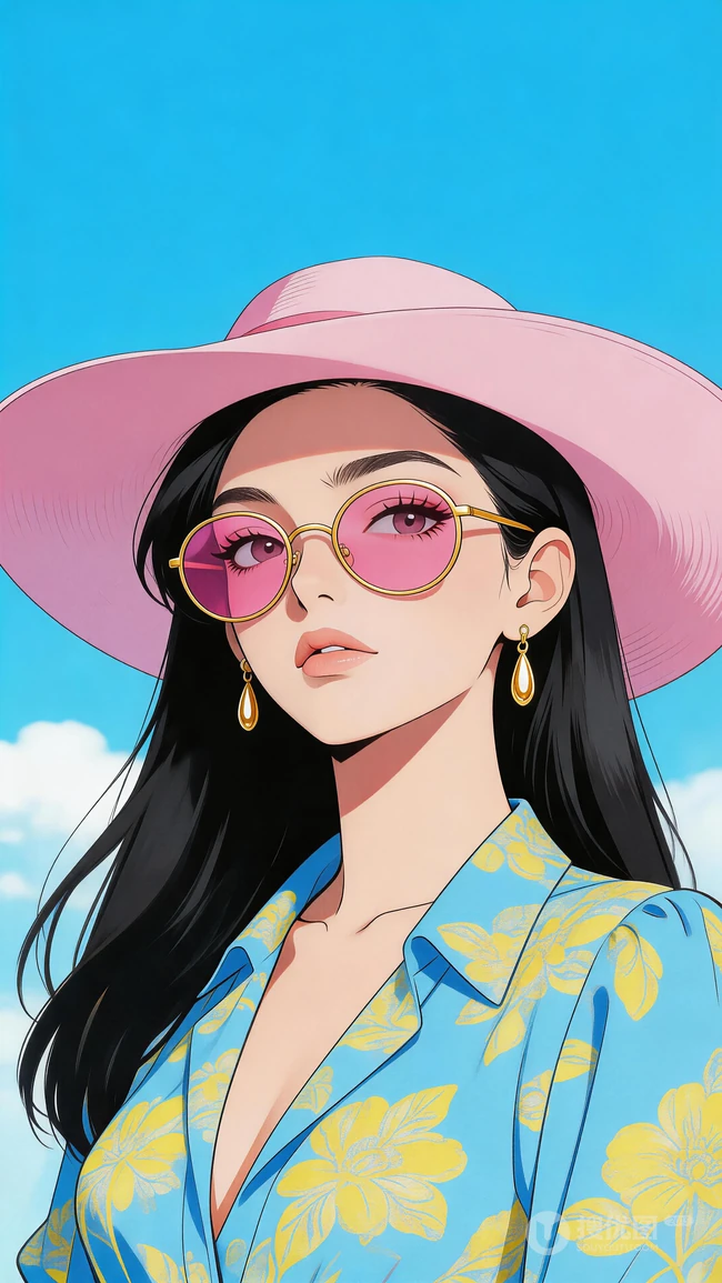 竖版海贼王风格妮可&middot;罗宾插画壁纸