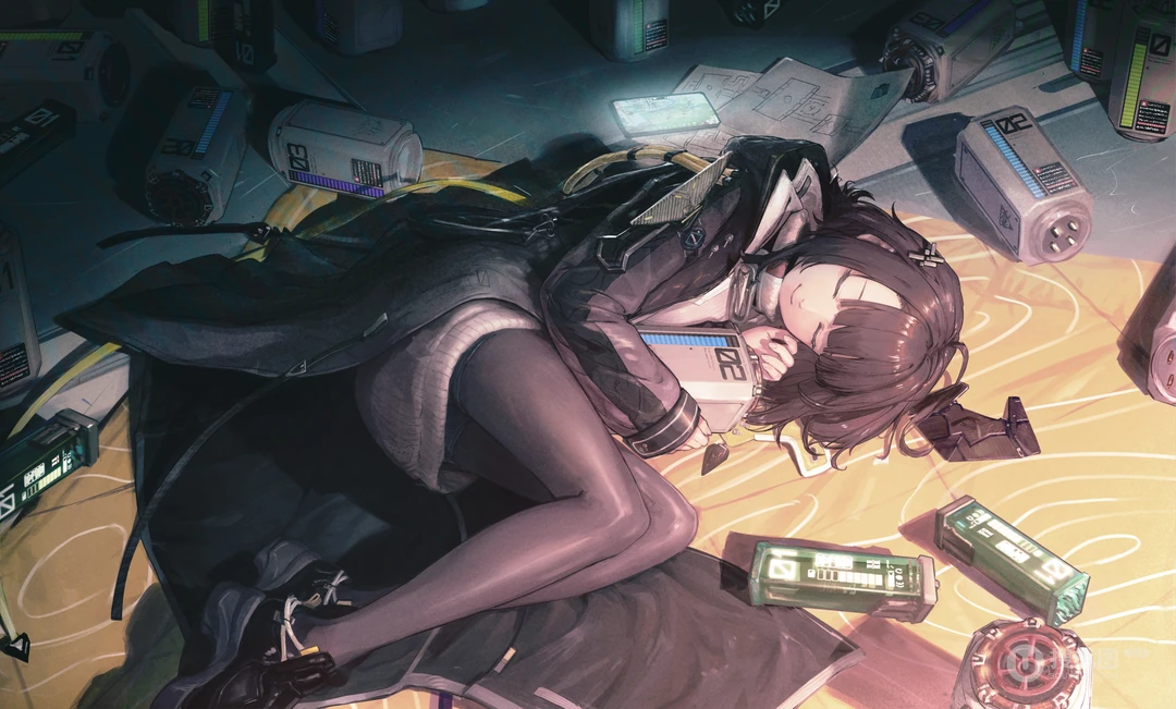 二次元少女蜷缩安睡治愈动漫桌面壁纸