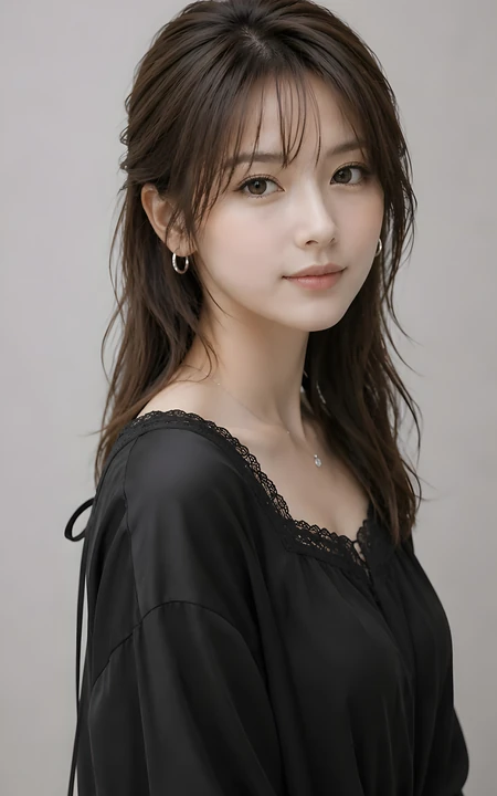 温柔气质黑衫长发美女清纯人像写真