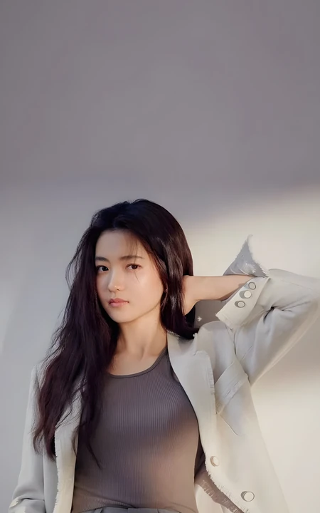 长发气质酷飒御姐西装穿搭写真手机壁纸
