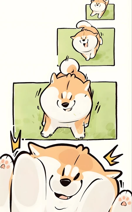 超萌胖柴犬奔跑贴脸可爱卡通壁纸