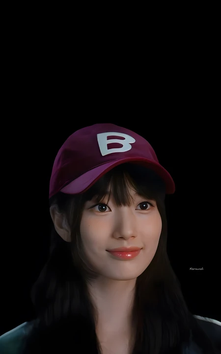 戴酒红色棒球帽长发女生氛围感写真