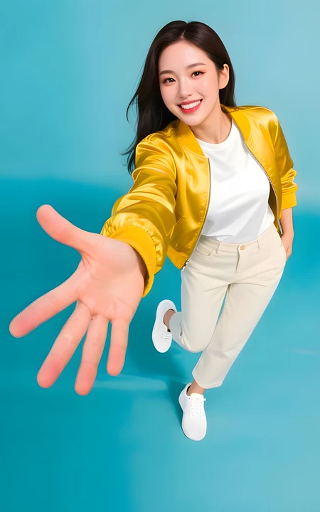 活力青春美少女伸手邀约清新写真