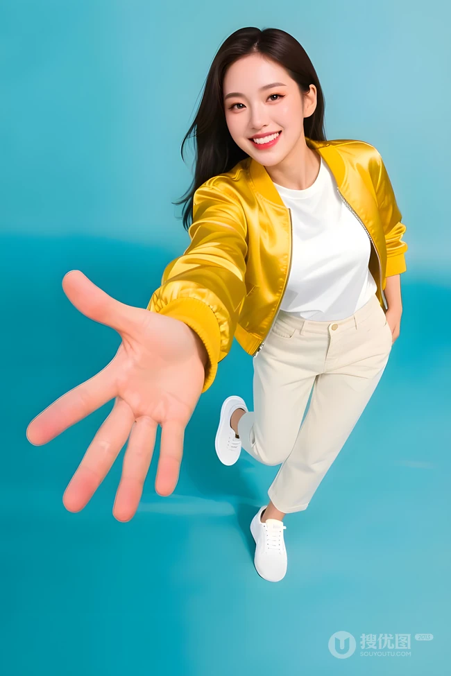 活力青春美少女伸手邀约清新写真