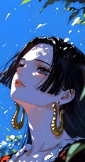 蓝天艳阳下的黑发动漫少女系列插画