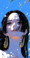 蓝天艳阳下的黑发动漫少女系列插画