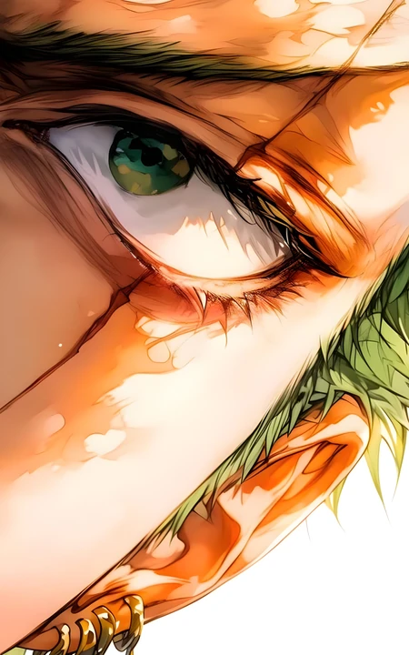 帅气动漫男生绿瞳眼部特写二次元插画