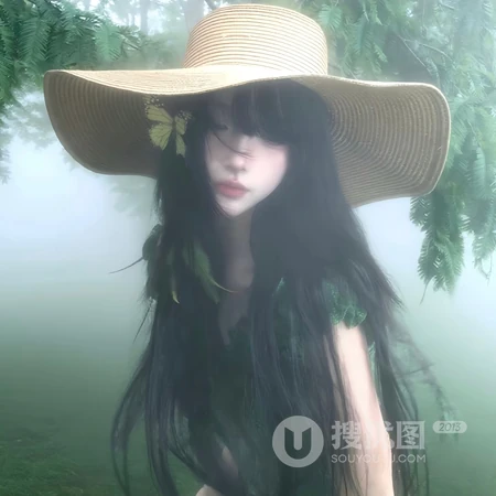 森系氛围感少女人像清新绿调女生头像系列