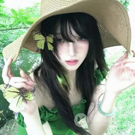 森系氛围感少女人像清新绿调女生头像系列